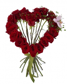 Heart bouquet with red roses